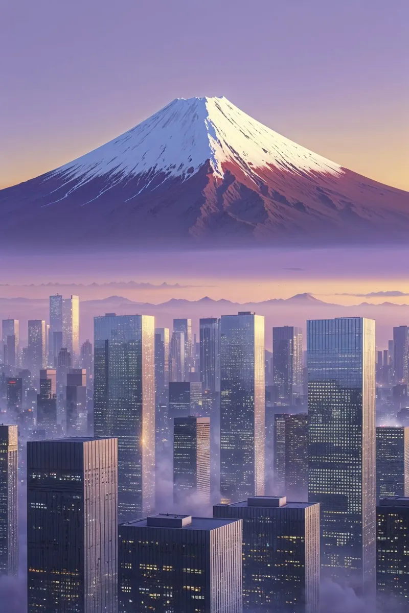 Golden Hour at Mount Fuji – Hyperrealistic Art carta hahnemühle da AlbertKlee