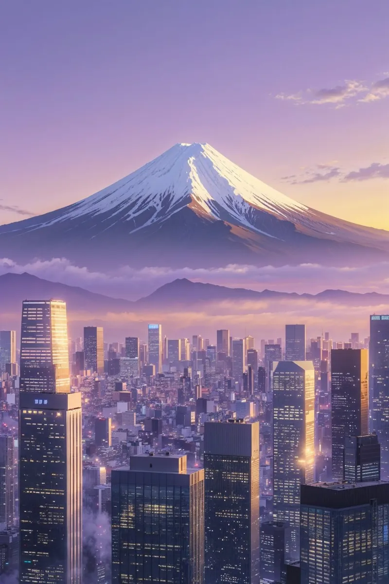 Mount Fuji’s Sunset Glow – A Hyperrealistic Masterpiece carta hahnemühle da AlbertKlee