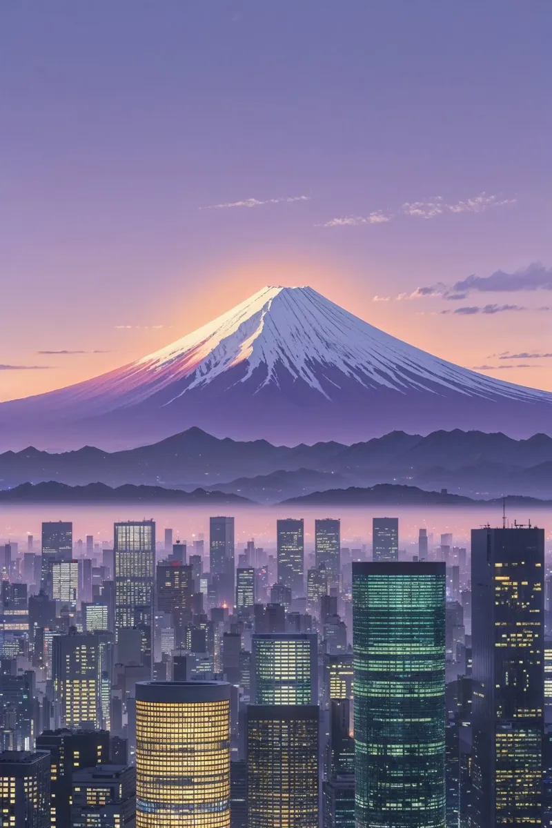 A Dreamy View of Mount Fuji in the Evening carta hahnemühle da AlbertKlee