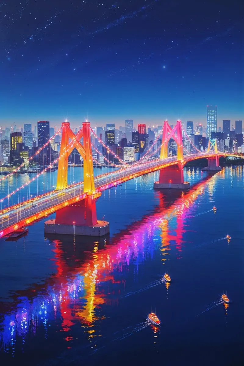 The Magic of Tokyo’s Rainbow Bridge tela con Cornice a cassetta da AlbertKlee