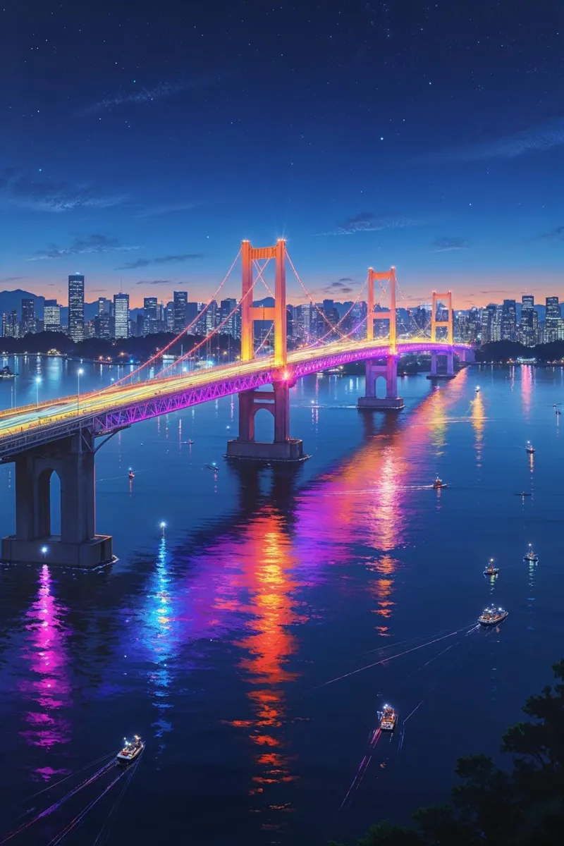A Dreamlike View of Rainbow Bridge poster con telaio in plastica da AlbertKlee