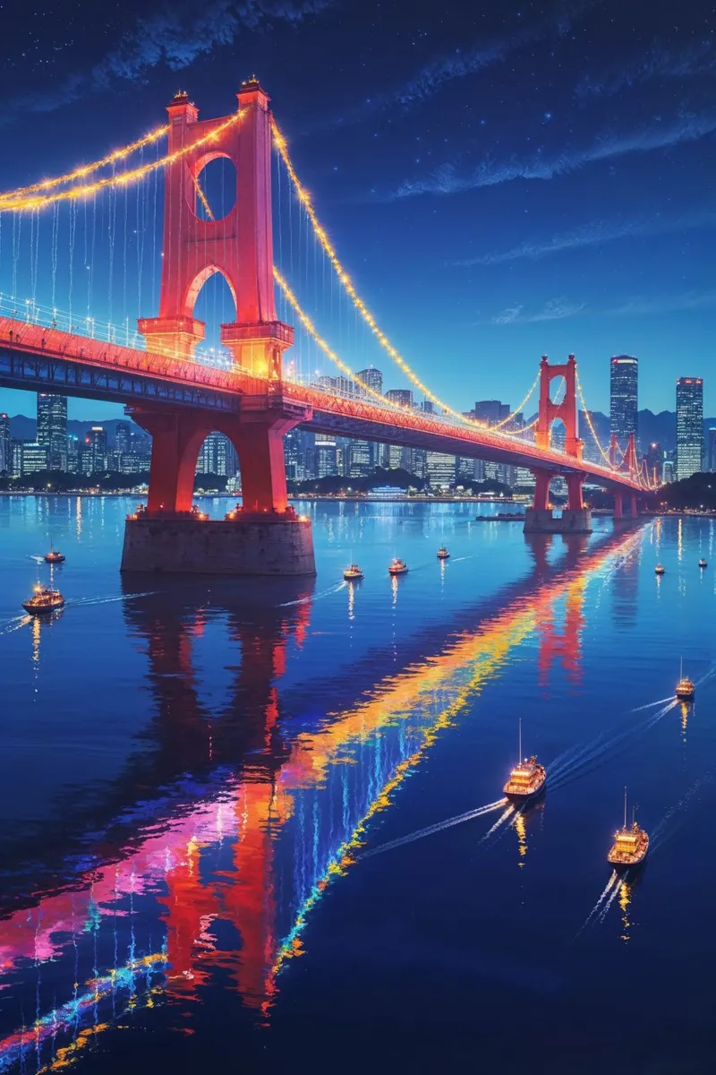 Tokyo’s Rainbow Bridge – A Symphony of Colors poster da AlbertKlee