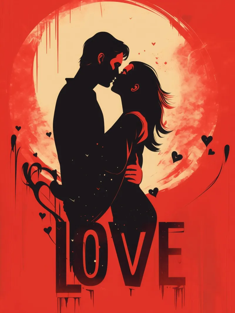 Amore | Junges Liebespaar Arte di strada poster con telaio in legno da Autofocus