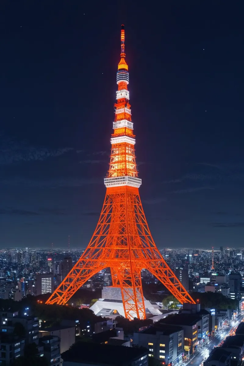 Tokyo Tower Shining Over the City at Night hahnemühle by AlbertKlee