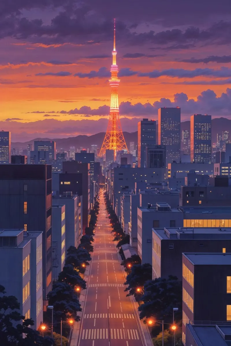 Roppongi Hills at Sunset with Mt. Fuji carta hahnemühle da AlbertKlee