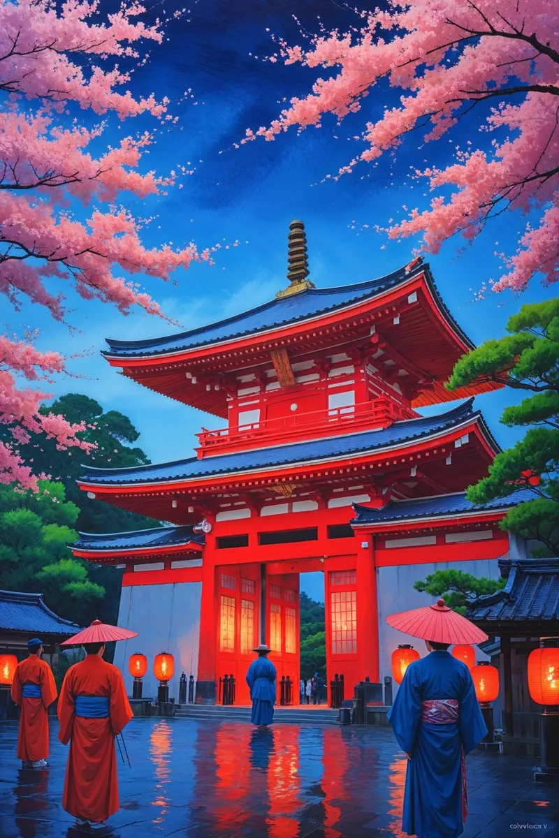Nighttime Elegance at Sensoji Temple, Asakusa poster con telaio in legno da AlbertKlee