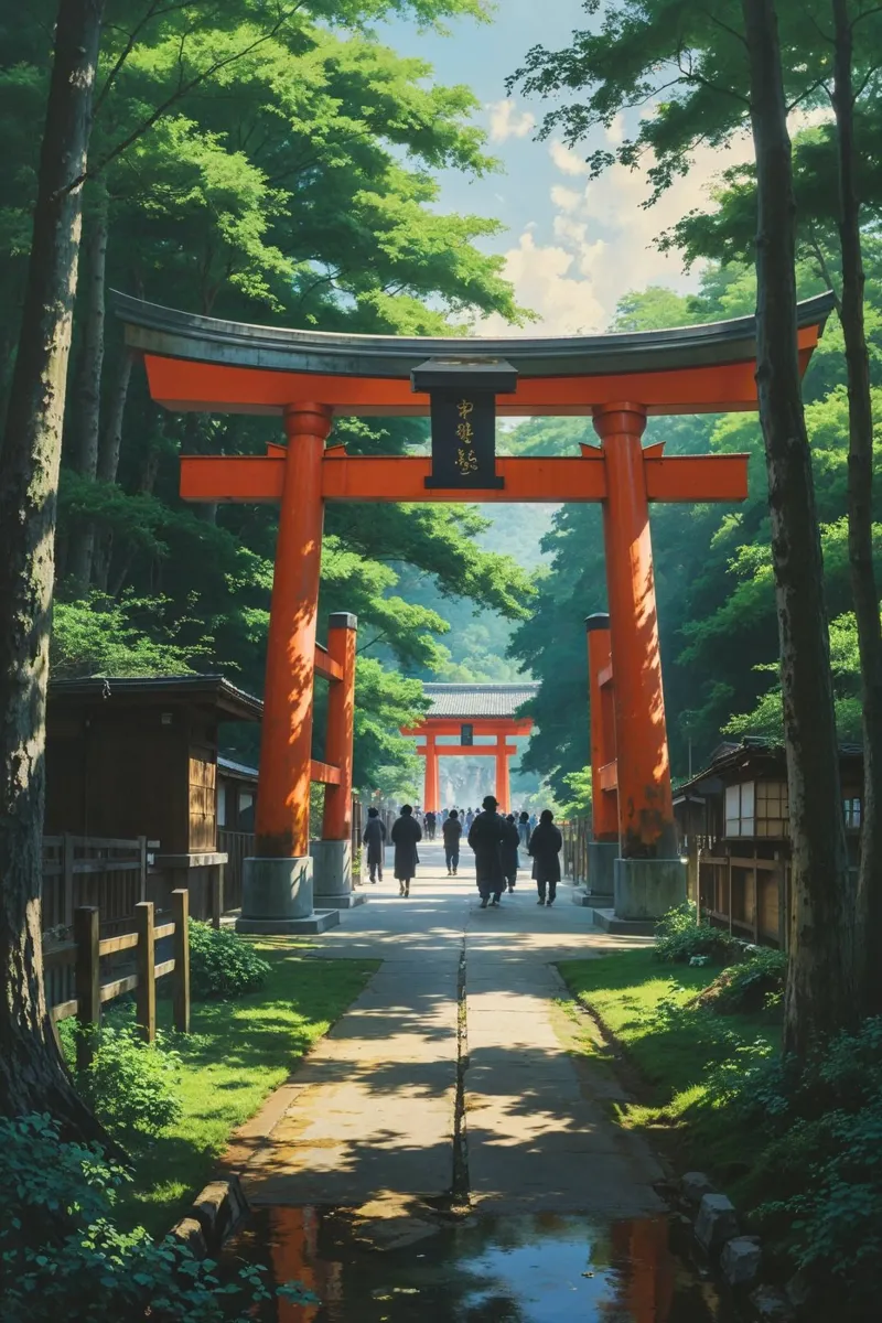 Tranquil Path Through Meiji Shrine's Torii Gates poster da AlbertKlee