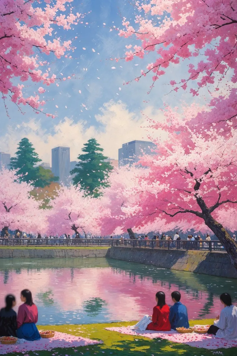 Sakura Reflections in Ueno Park carta hahnemühle da AlbertKlee
