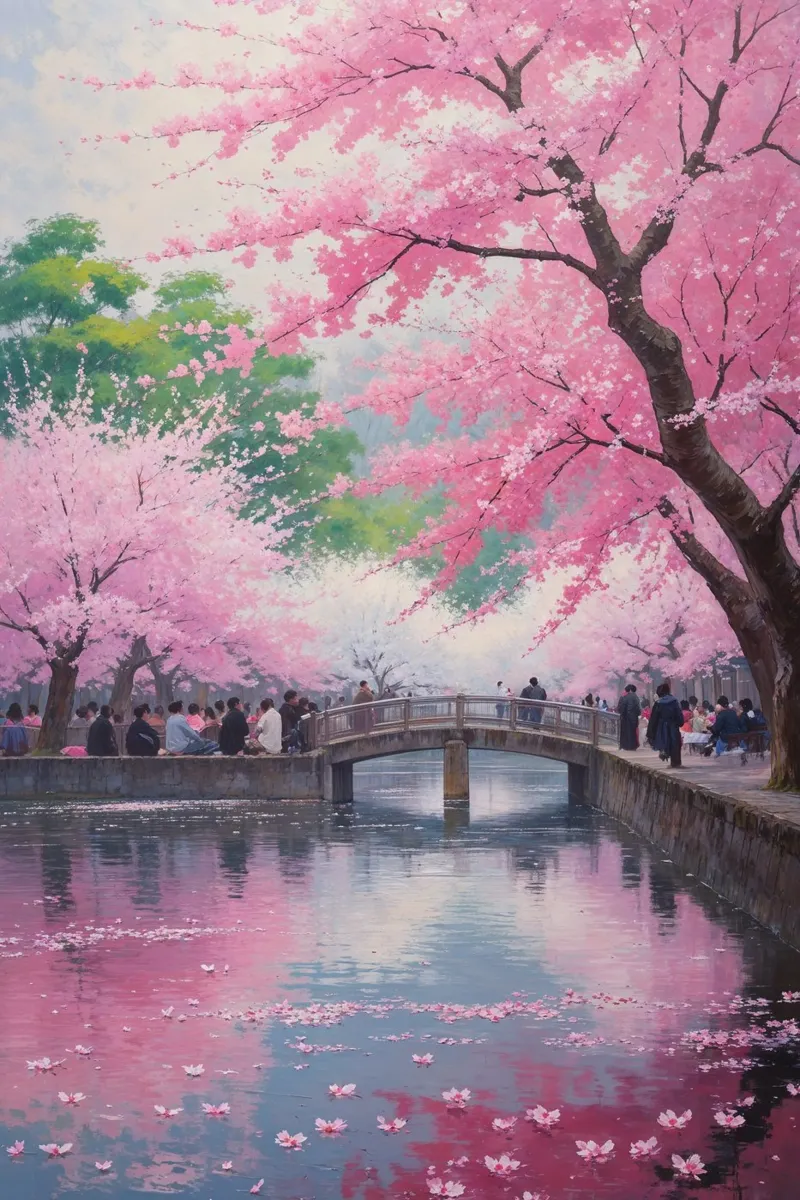 Bridge Under the Blossoms alluminio dibond da AlbertKlee