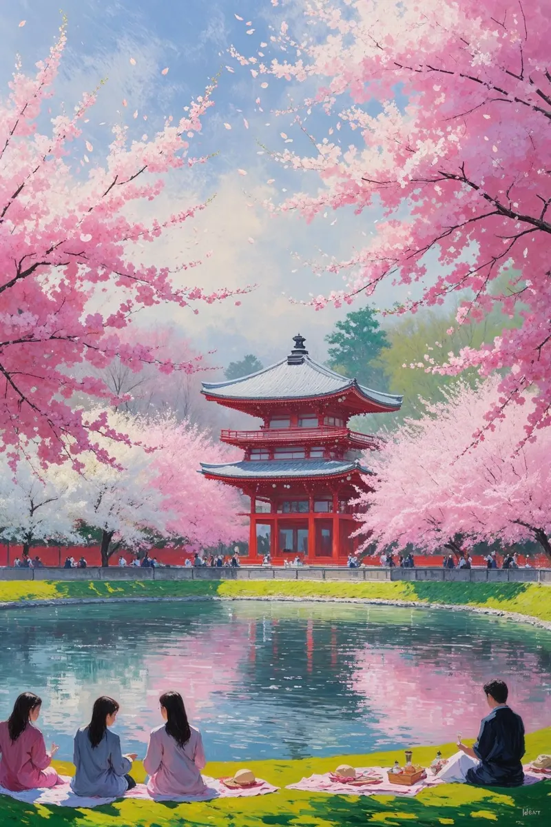 Cherry Blossom Symphony at Ueno Park hahnemühle by AlbertKlee