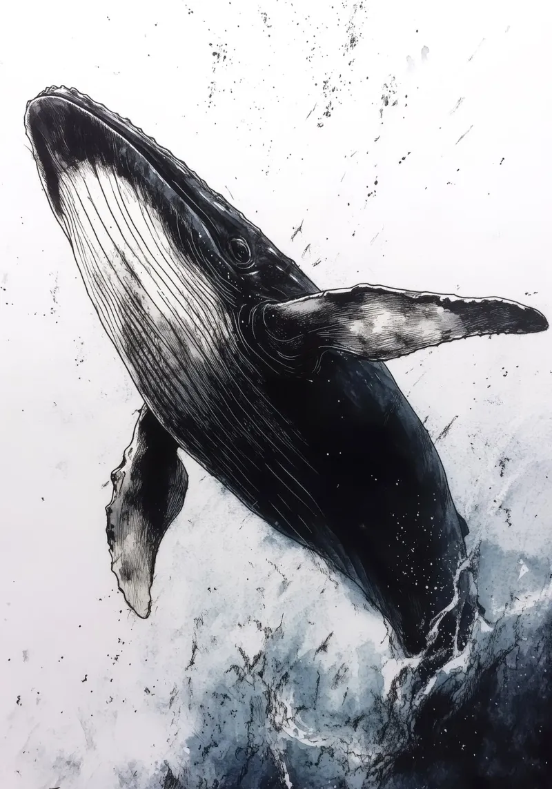 Black whale sea life acrylic glass by Justyna Jaszke JBJart