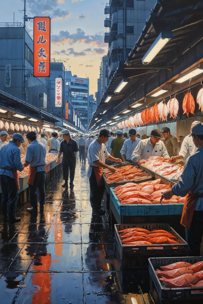 Morning Hustle at Tsukiji Fish Market alluminio dibond da AlbertKlee