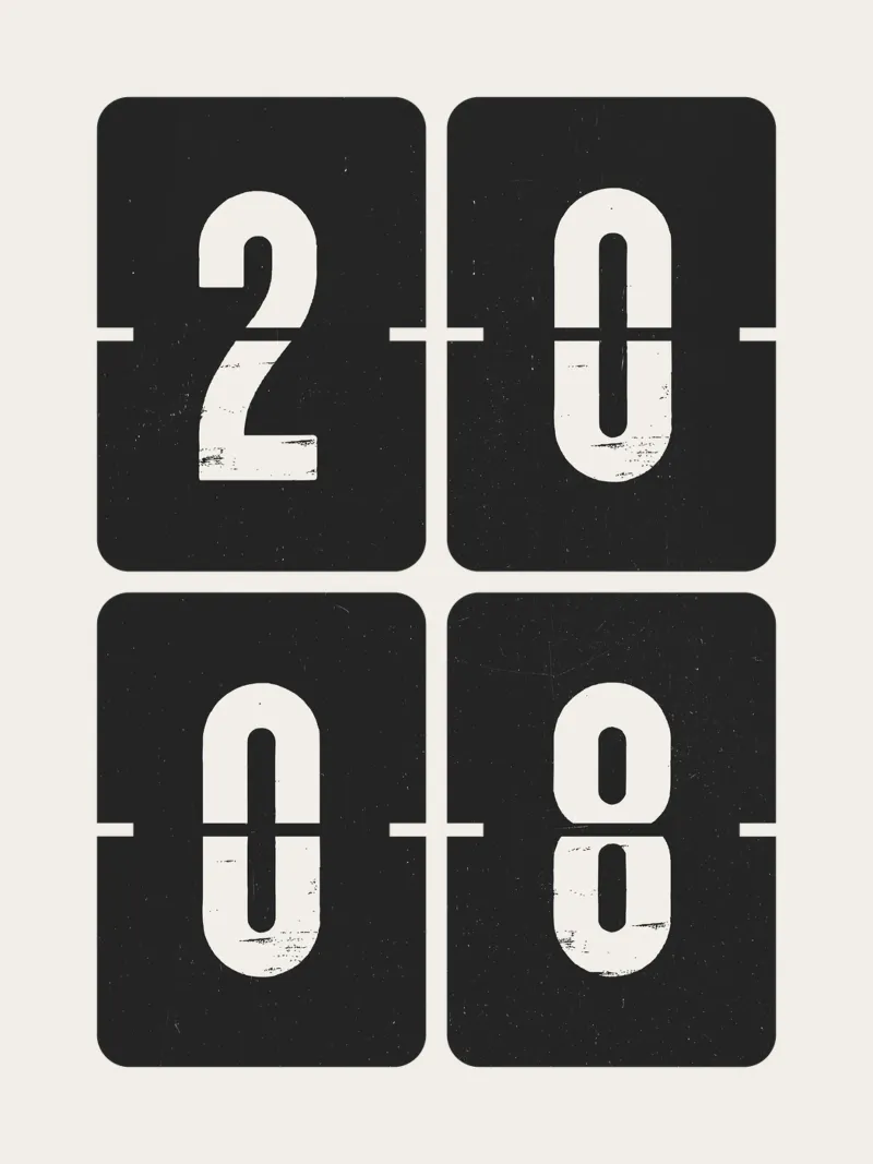 2008 Jaar canvas van Vintagrafica