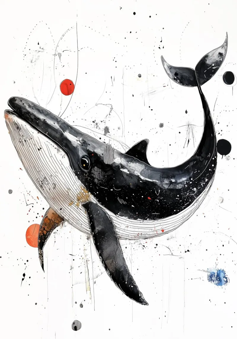 grappige walvis kunst canvas van Justyna Jaszke JBJart