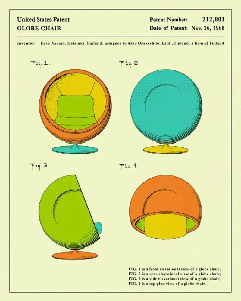 Globe Chair (1968) poster con telaio in alluminio da Jazzberry Blue