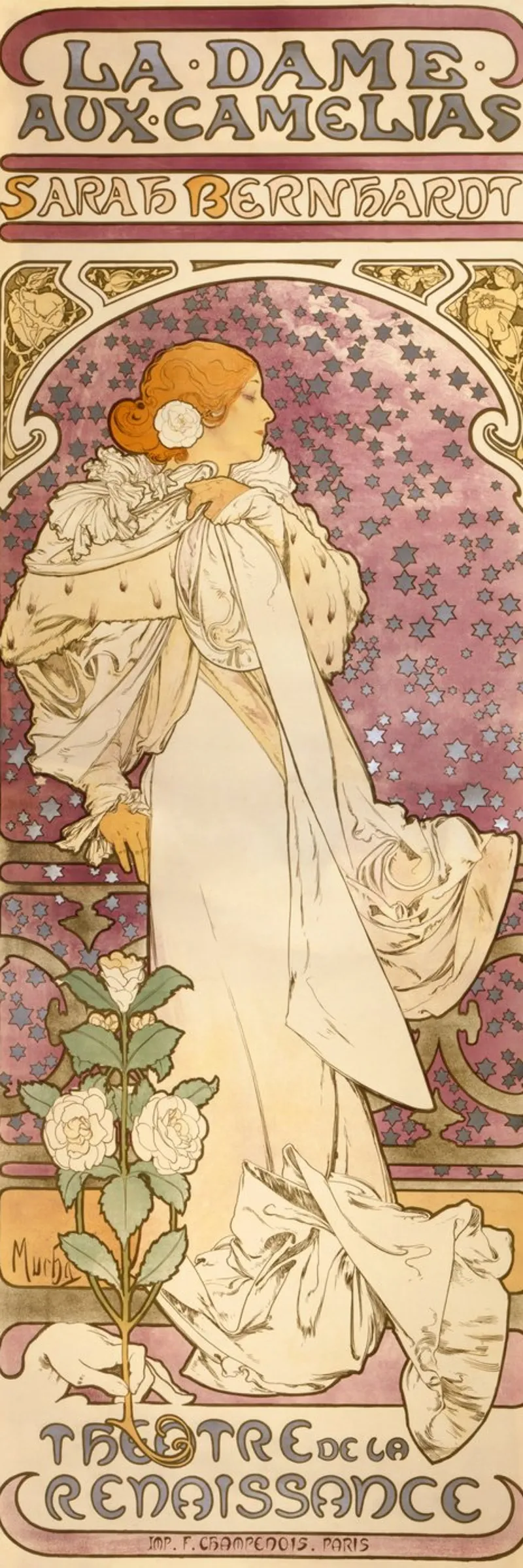 Alphonse Mucha - La signora delle camelie . 1896 pellicola backlit da Timeless Artworks