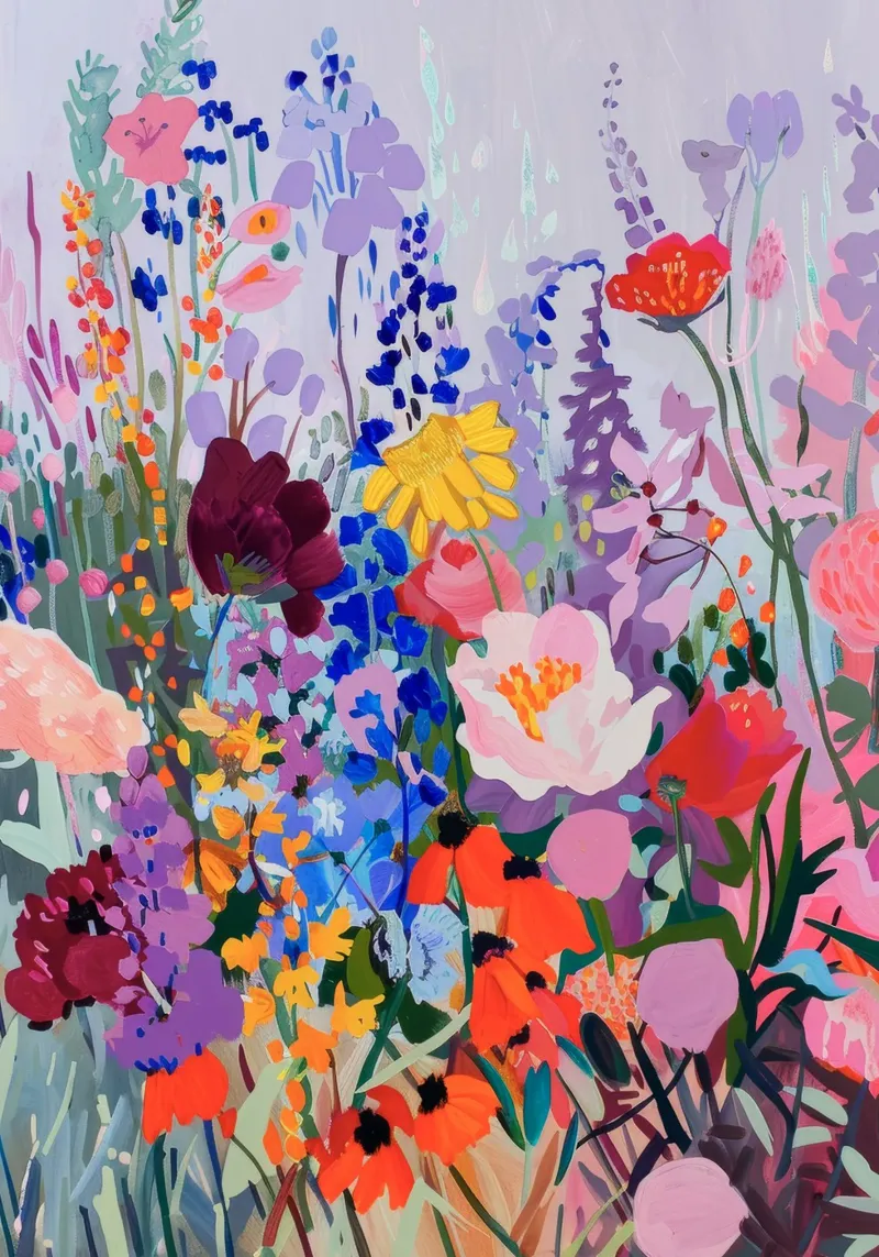 Poster floreale, stampa botanica, fiori selvatici, arte murale pastello tela da Boheme