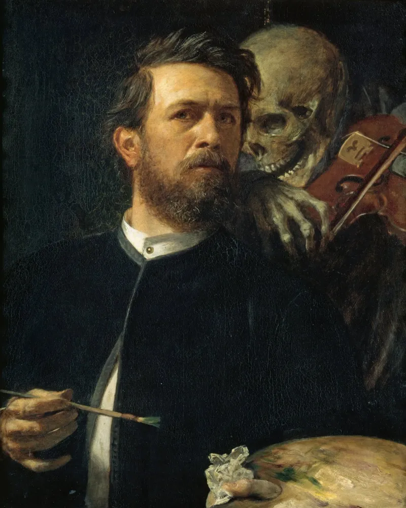Arnold Bocklin - Self-Portrait with Death as a Fiddler canvas with Floater frame by Timeless Artworks