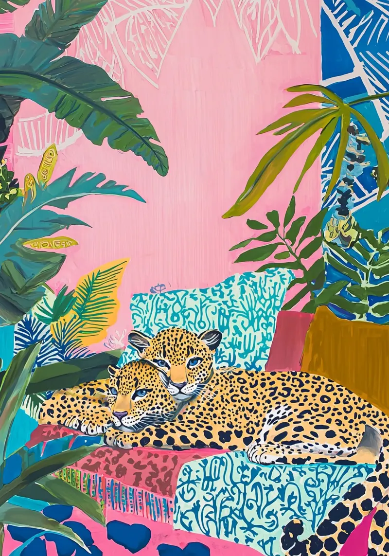 Leopard Eclectic Colorful Animal Wall Art, Bohemian Prints canvas by Boheme