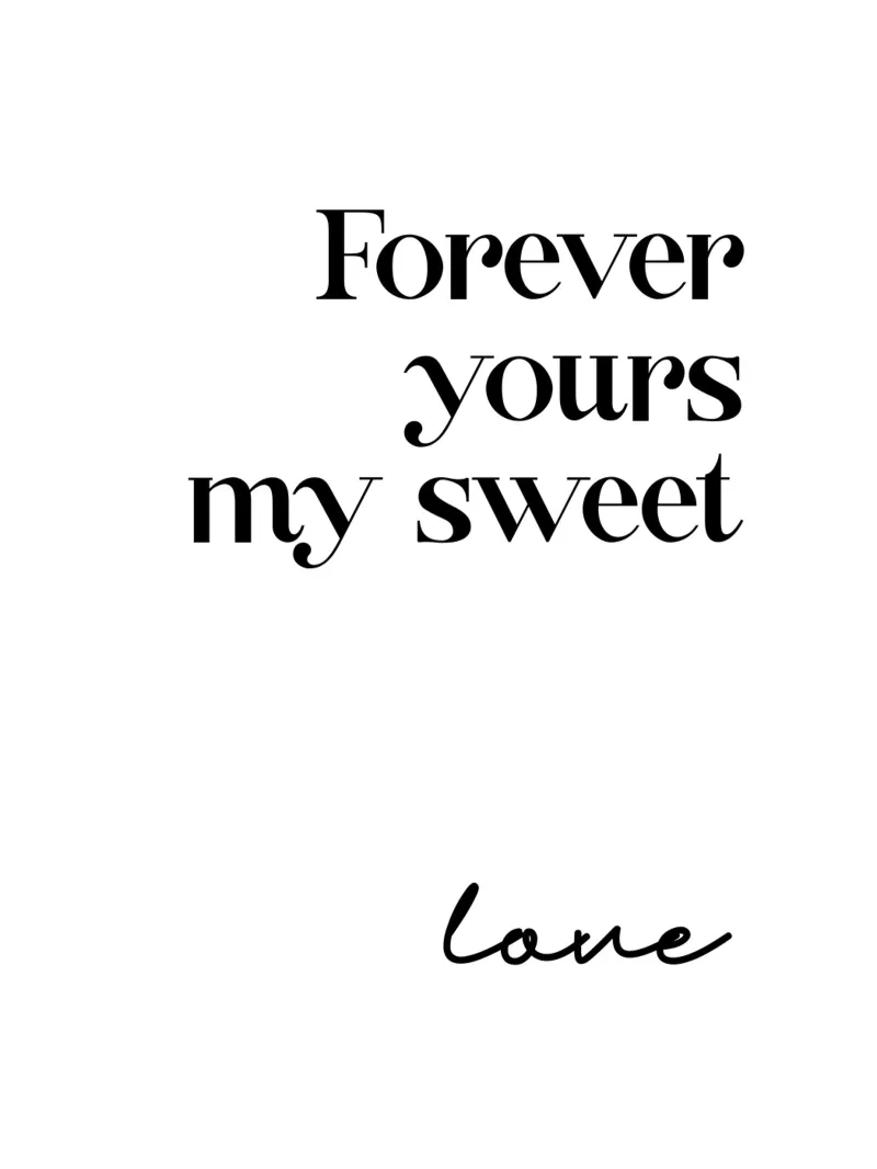 Per sempre tuo, mio dolce amore poster con telaio in alluminio da YV TYPOGRAPHY