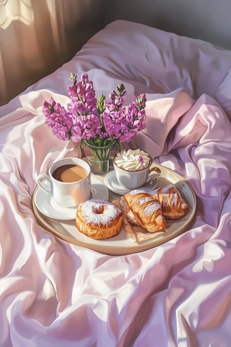 Desayuno con croissant poster de Carinaprint