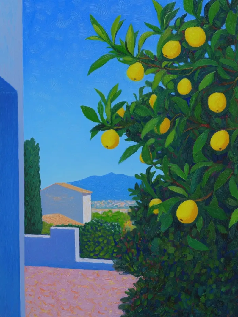 Lemon Tree canvas with Floater frame by Art Center