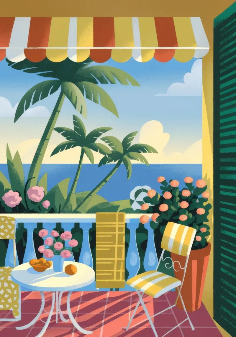 Colazione tropicale poster con telaio in alluminio da Artie Shifa