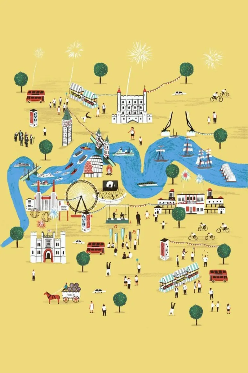 Totally Thames poster con telaio in legno da Alex Foster