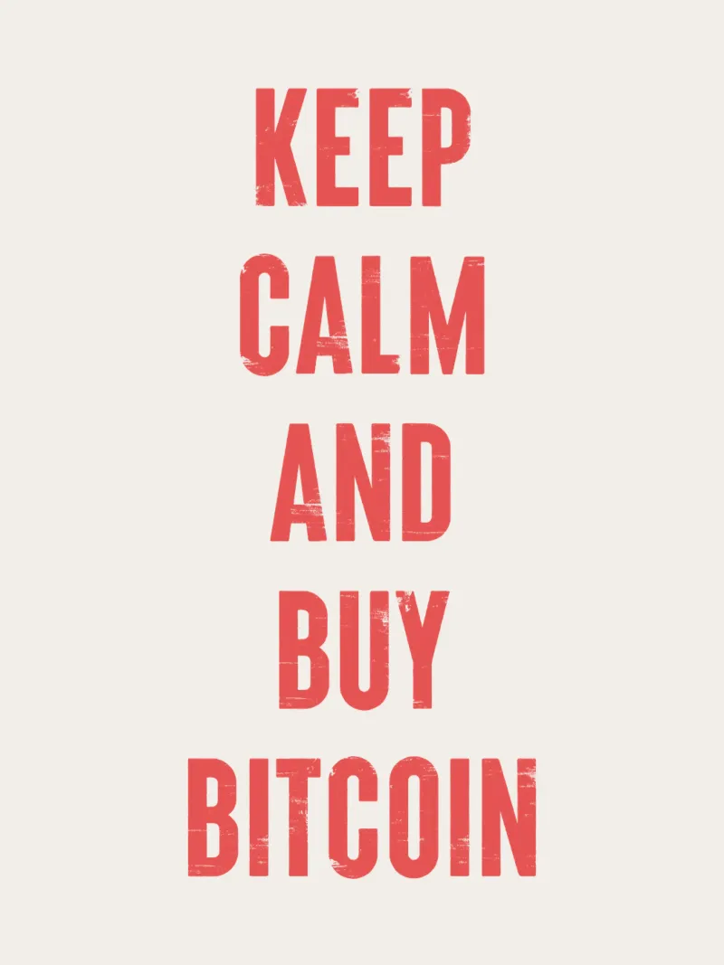 Mantenere la calma e acquistare Bitcoin plexiglass da Vintagrafica