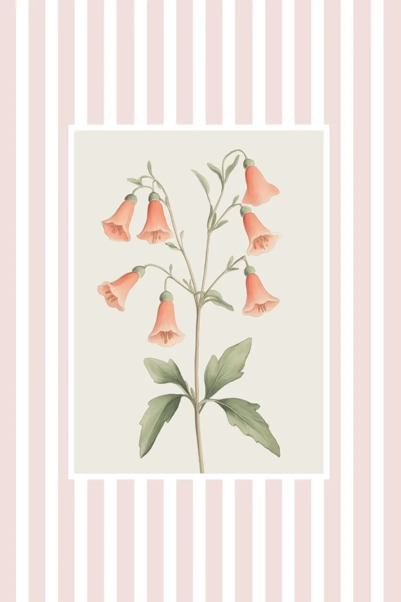 Illustrazione botanica di fiori a forma di campana tela con Cornice a cassetta da Melloi Art Print