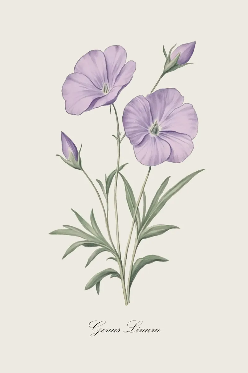 Illustrazione di fiori di lino pellicola backlit da Melloi Art Print