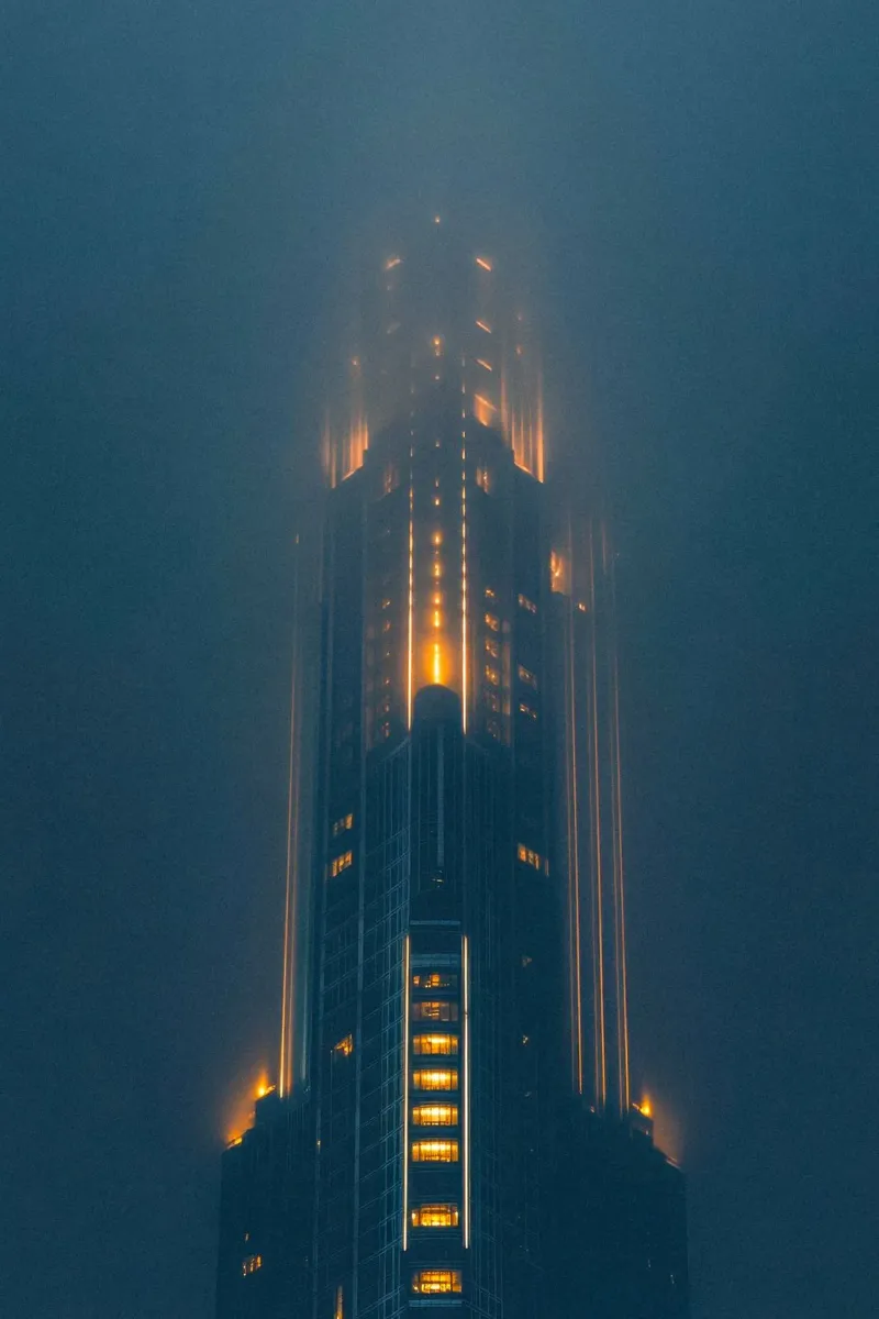 Dubai: la torre mistica nella notte alluminio dibond da By Night