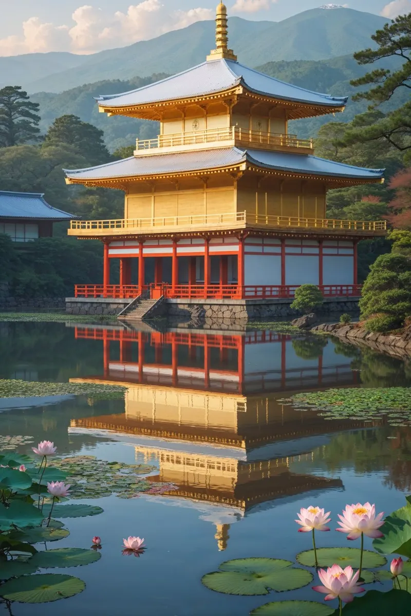 Golden Pavilion Reflected in Tranquil Waters plexiglass da AlbertKlee