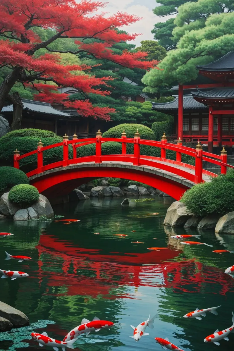 Autumn Serenity at Heian Shrine’s Reflective Pond poster da AlbertKlee