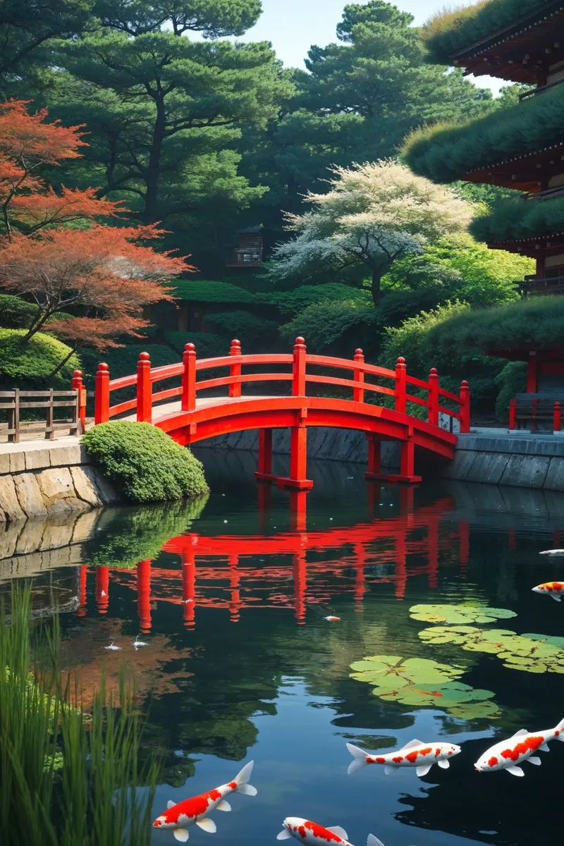 A Harmonious Bridge in Heian Shrine’s Zen Garden alluminio dibond da AlbertKlee