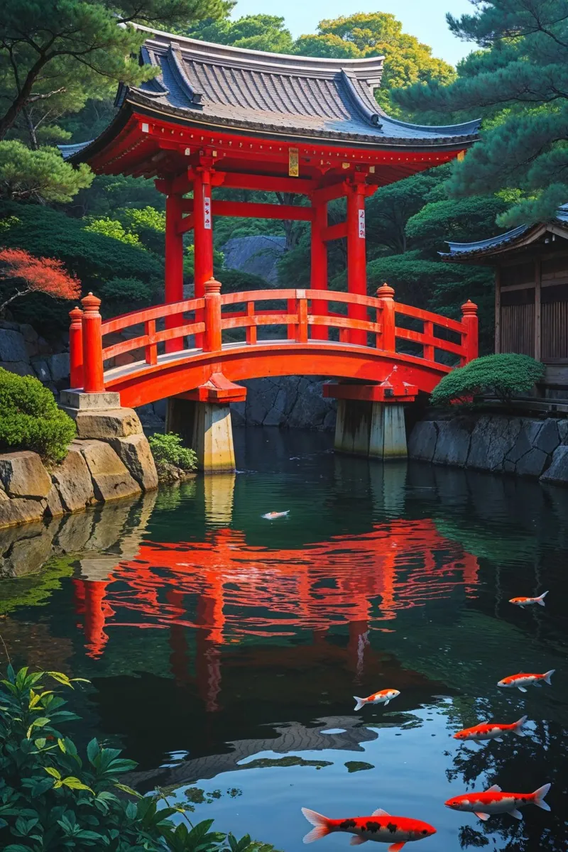 A Majestic Scene at Heian Shrine’s Ornate Bridge alluminio dibond da AlbertKlee