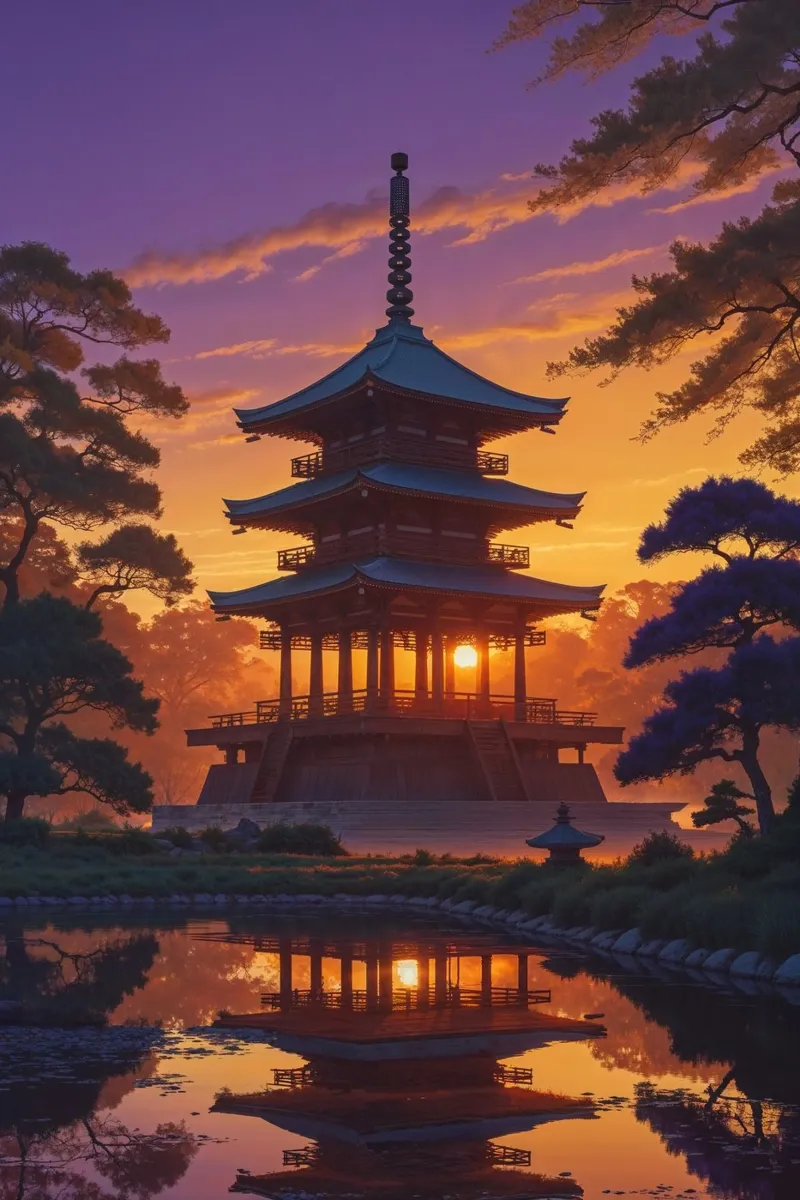 Toji Temple Pagoda in Twilight carta hahnemühle da AlbertKlee