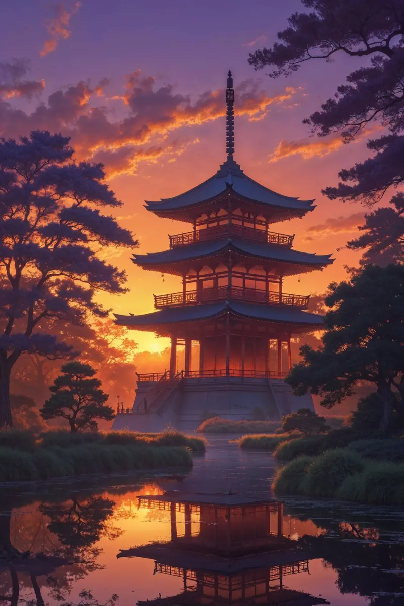 Sunset Serenity at Toji Pagoda plexiglass da AlbertKlee