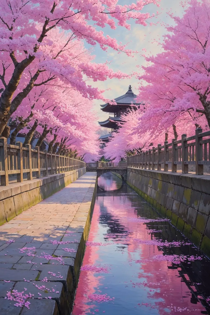 Reflections of Pink: Kyoto’s Iconic Spring Path carta hahnemühle da AlbertKlee