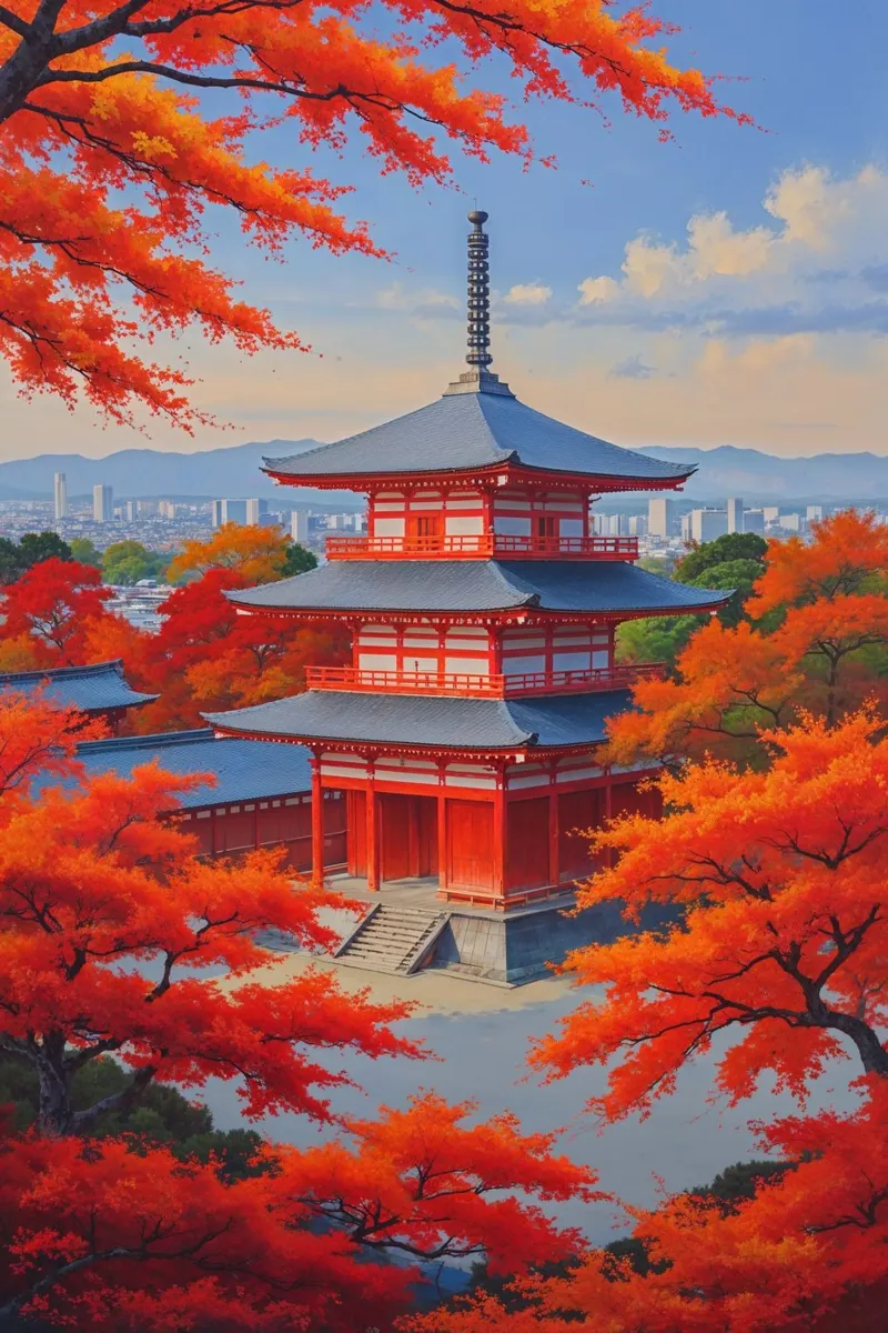 Kiyomizudera Temple in Autumn Glow alluminio dibond da AlbertKlee