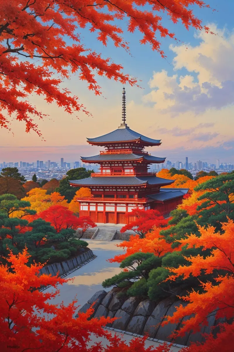 Kiyomizudera Temple and Kyoto Skyline tela da AlbertKlee
