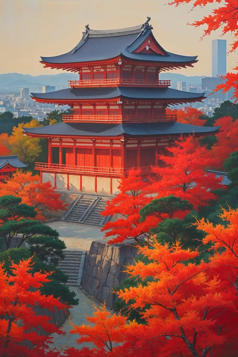Kiyomizudera Temple Through the Maple Trees plexiglass da AlbertKlee
