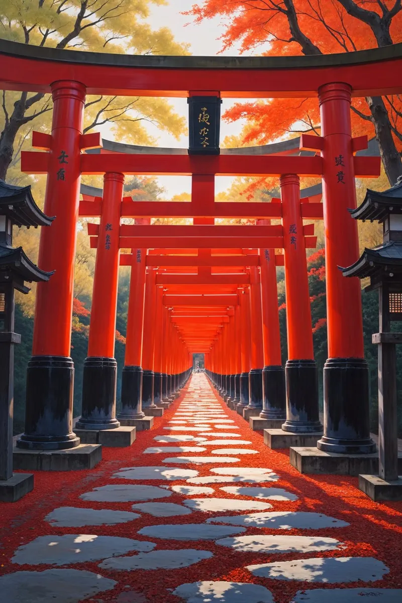 Golden Hour at Fushimi Inari Shrine carta hahnemühle da AlbertKlee