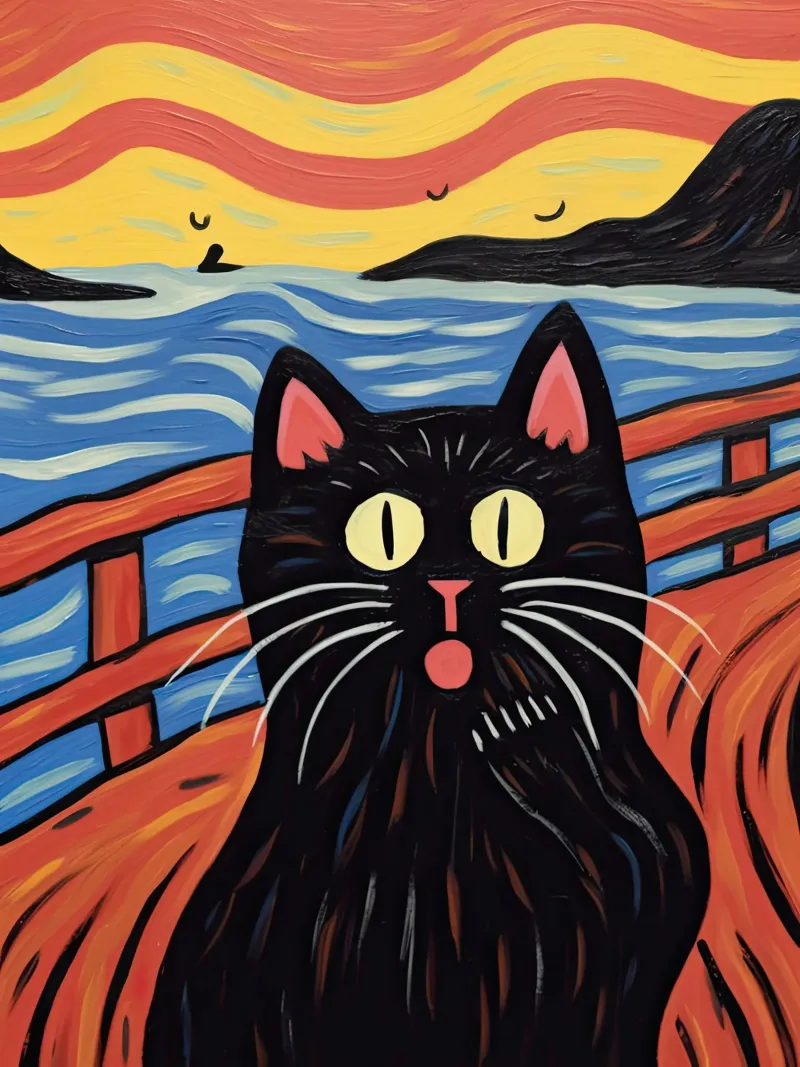 Gatto, L'urlo, Edvard Munch pellicola backlit da Peaches Art Prints