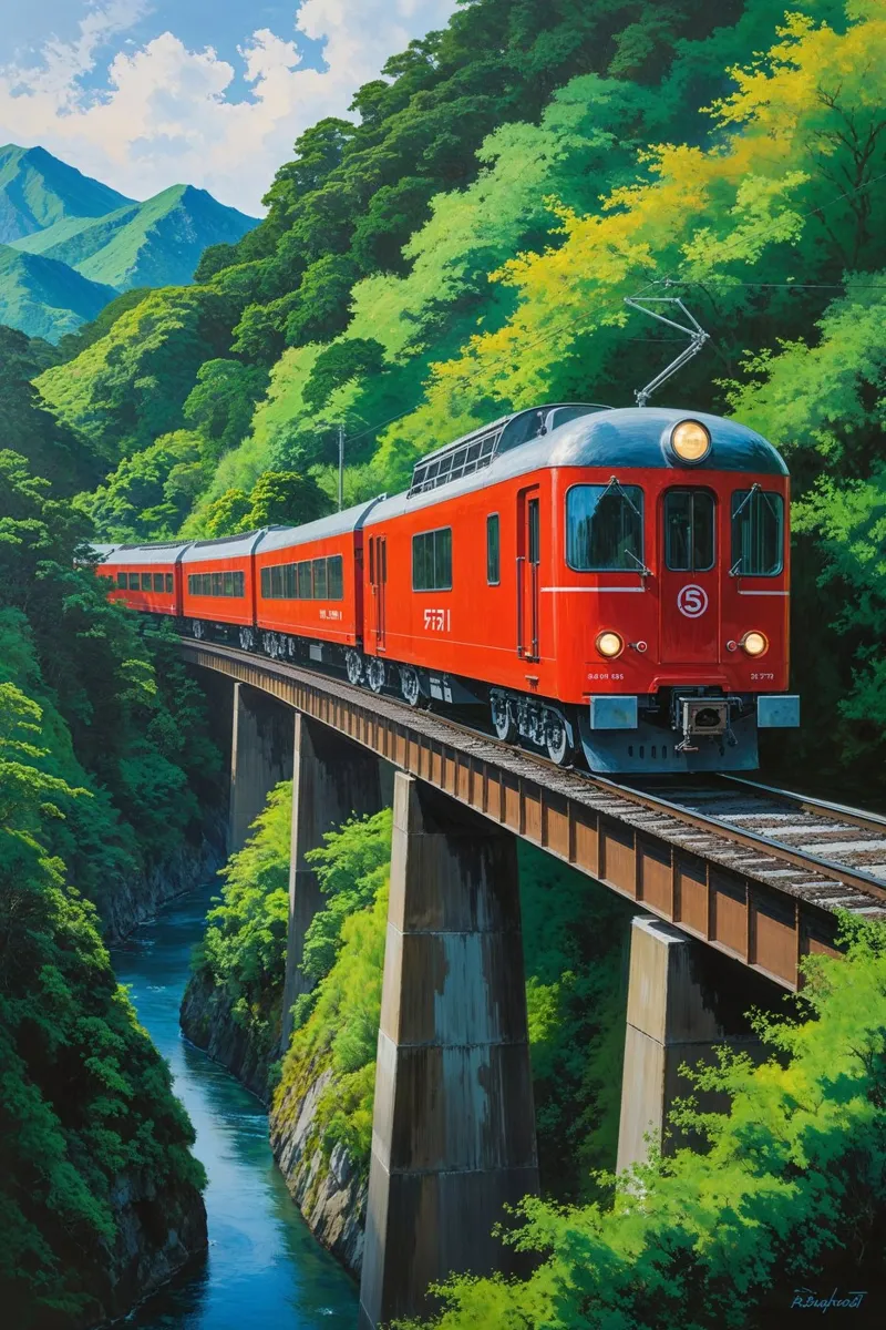 Sagano Railway’s Breathtaking Curve metacrilato de AlbertKlee