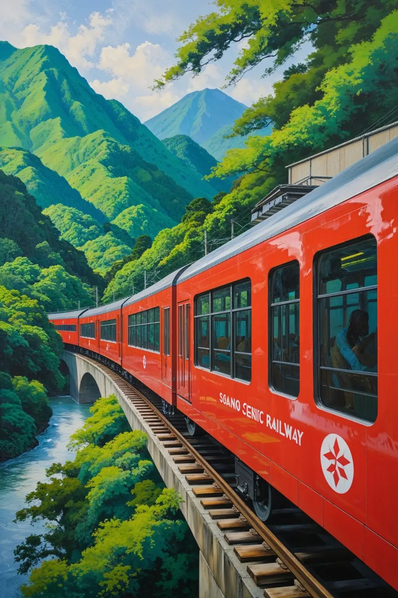 The Sagano Romantic Train in Motion alluminio dibond da AlbertKlee