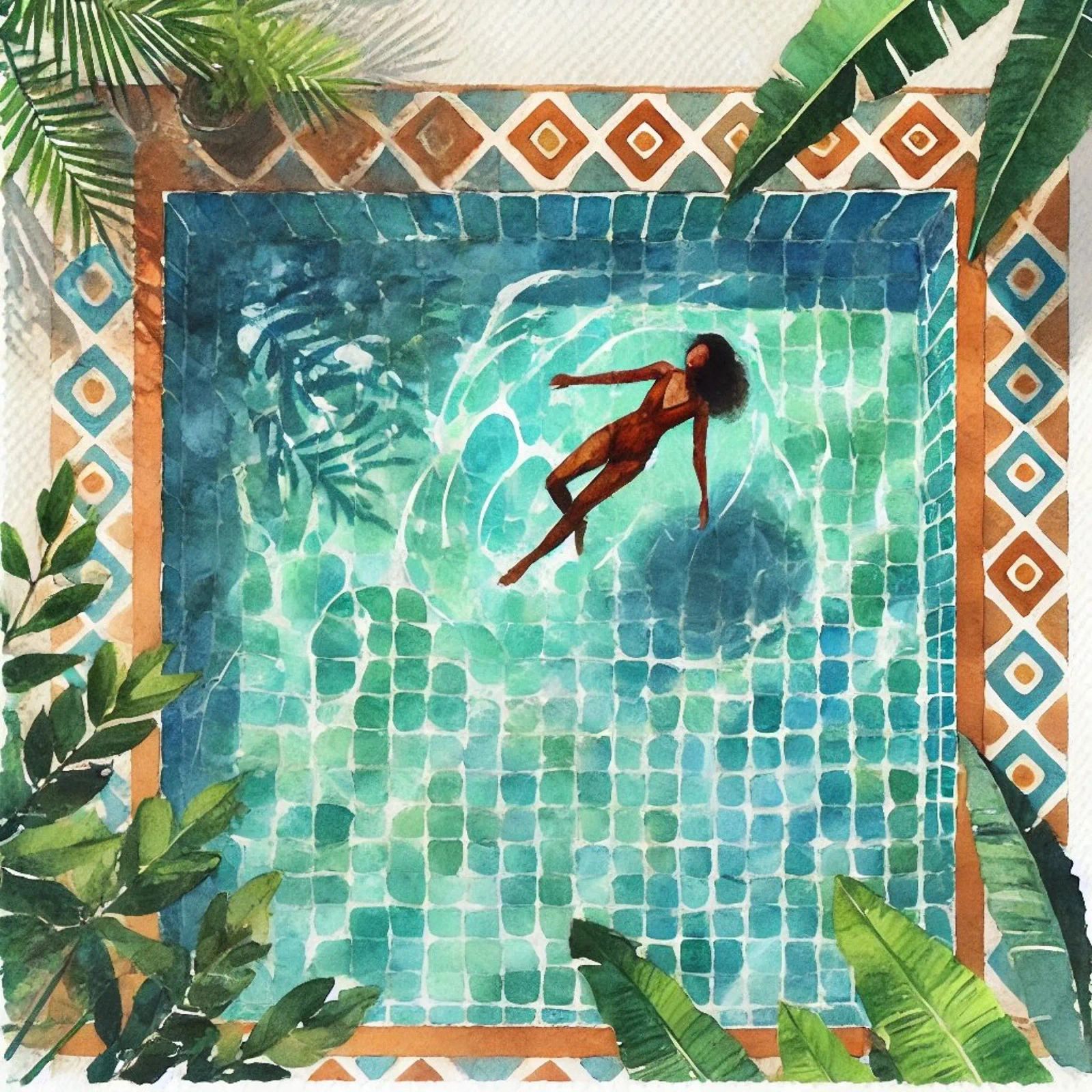 Acquerello Serenità a bordo piscina poster da Travel with Chris