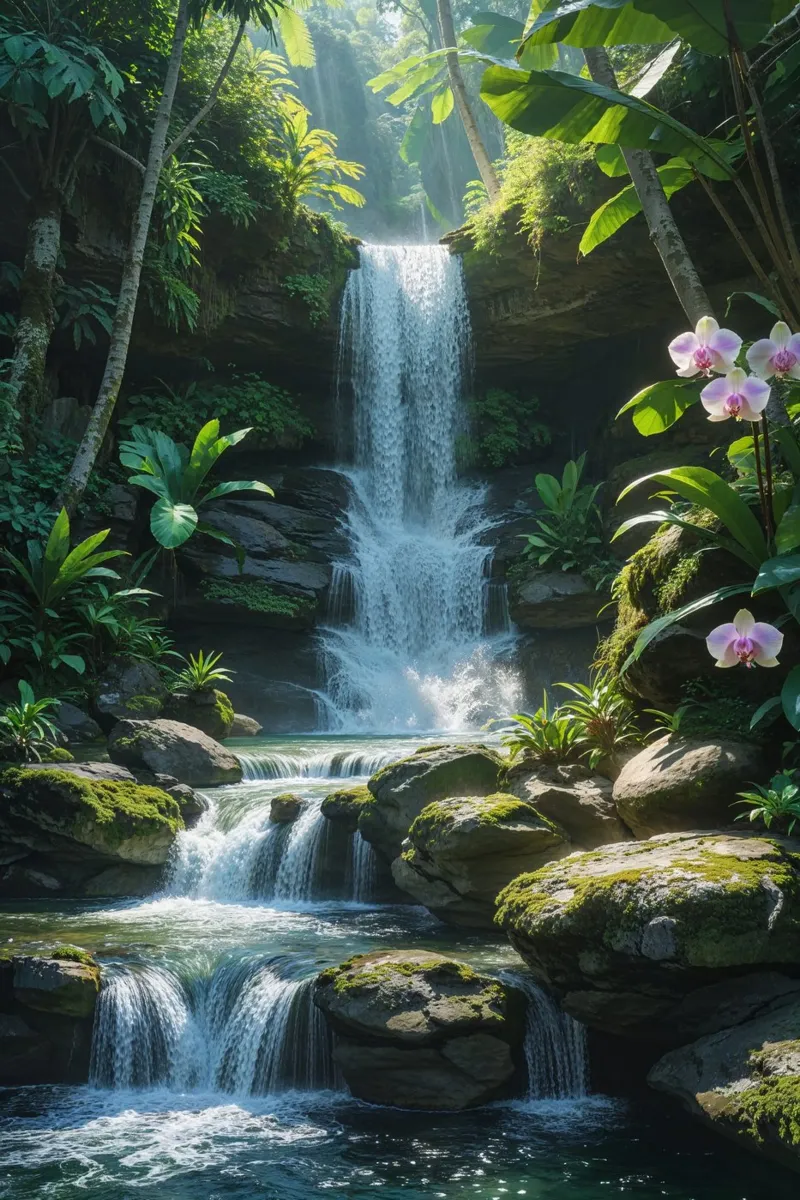 Serene Waterfall Oasis in Bali plexiglass da AlbertKlee