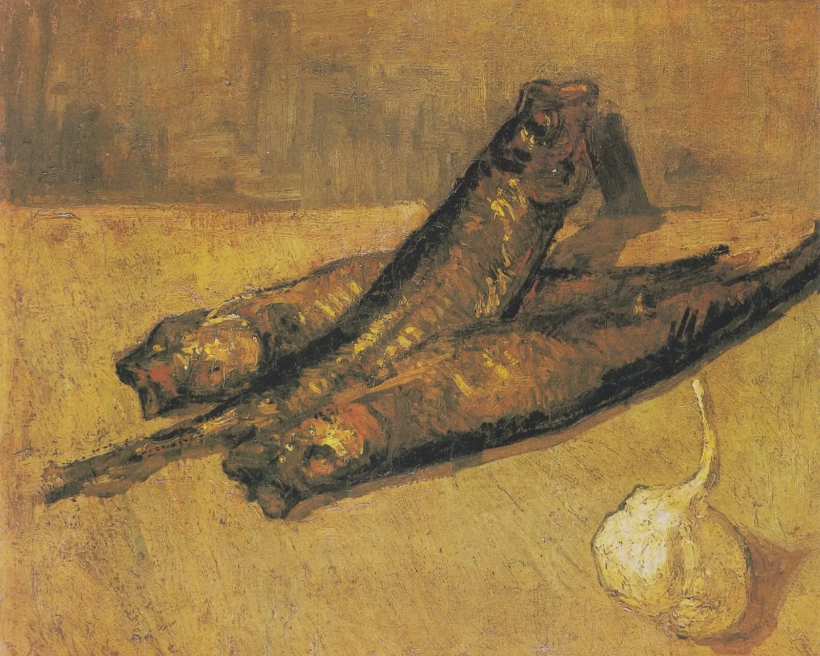 Vincent Van Gogh - Natura morta con fiori e aglio poster con telaio in plastica da Timeless Artworks