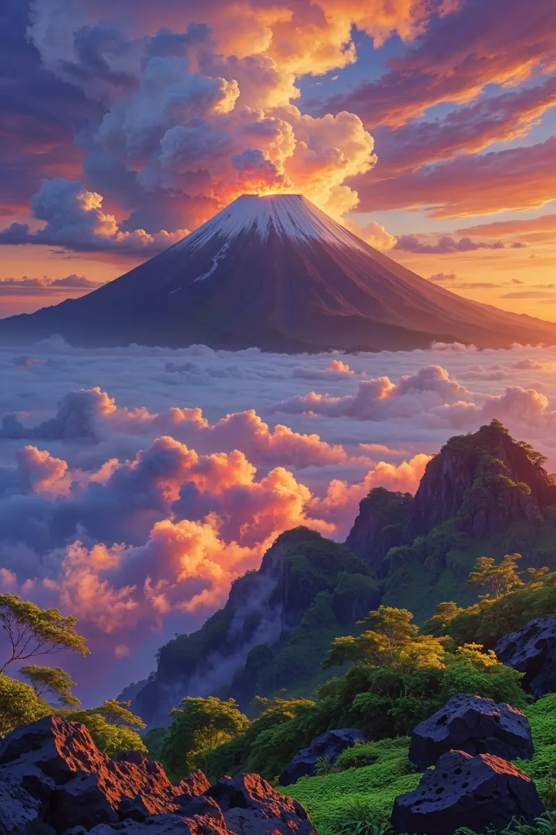 Dancing Clouds Over Mount Batur’s Peak carta hahnemühle da AlbertKlee